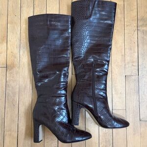 Brown Knee-High Heeled Boots
